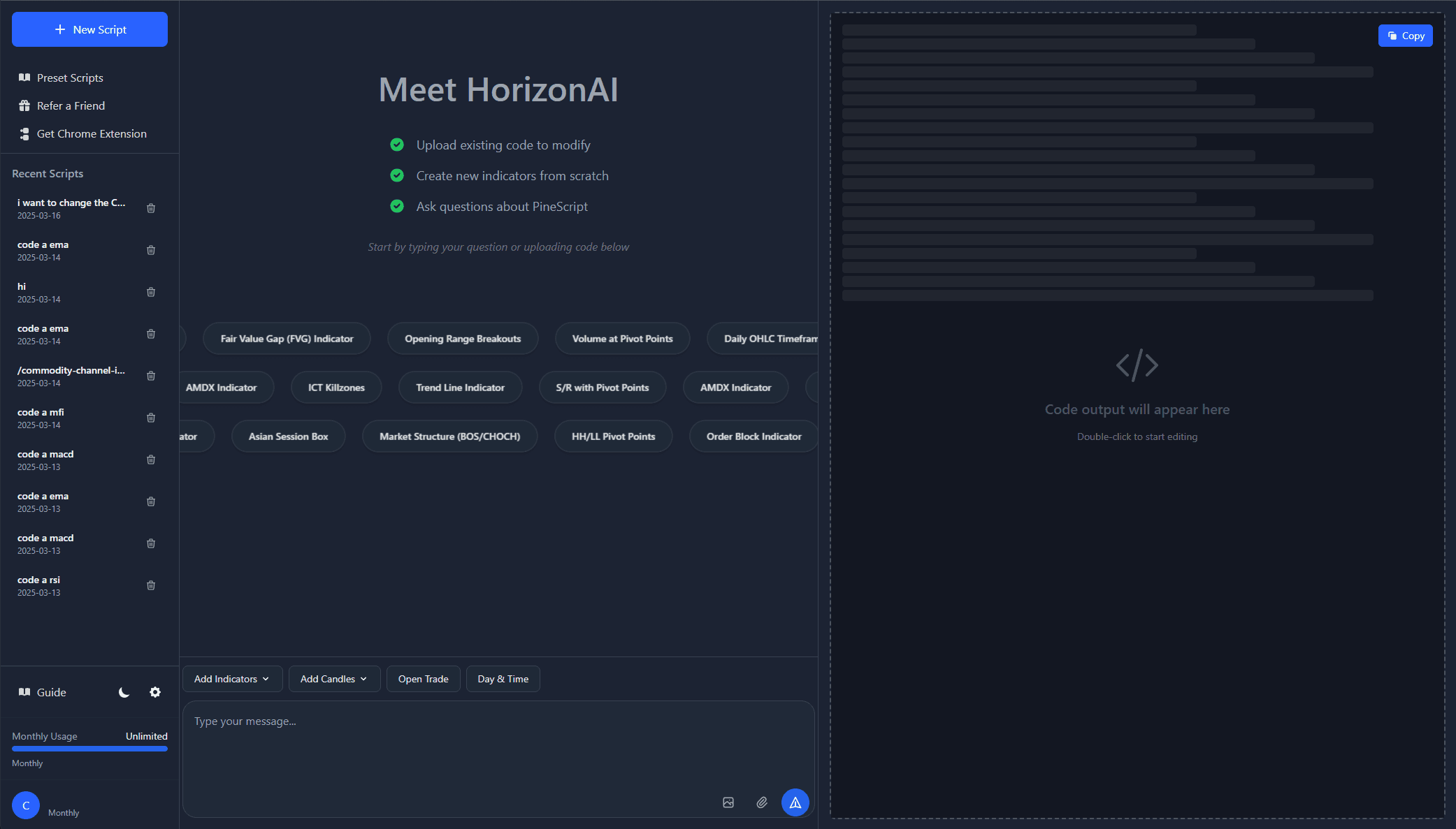 HorizonAI Trading Platform Interface