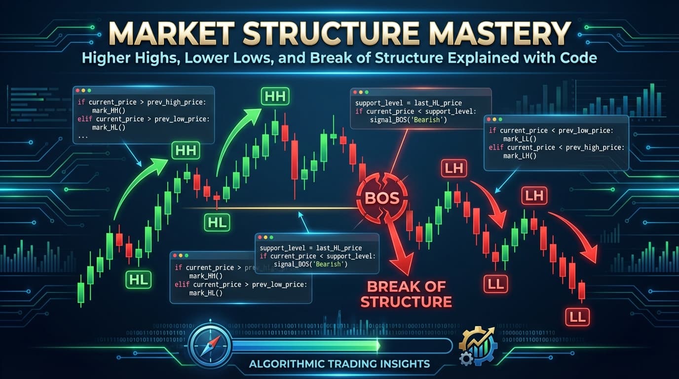 Market Structure Mastery — Higher Highs, Lower Lows, and Break of Structure Explained with Code