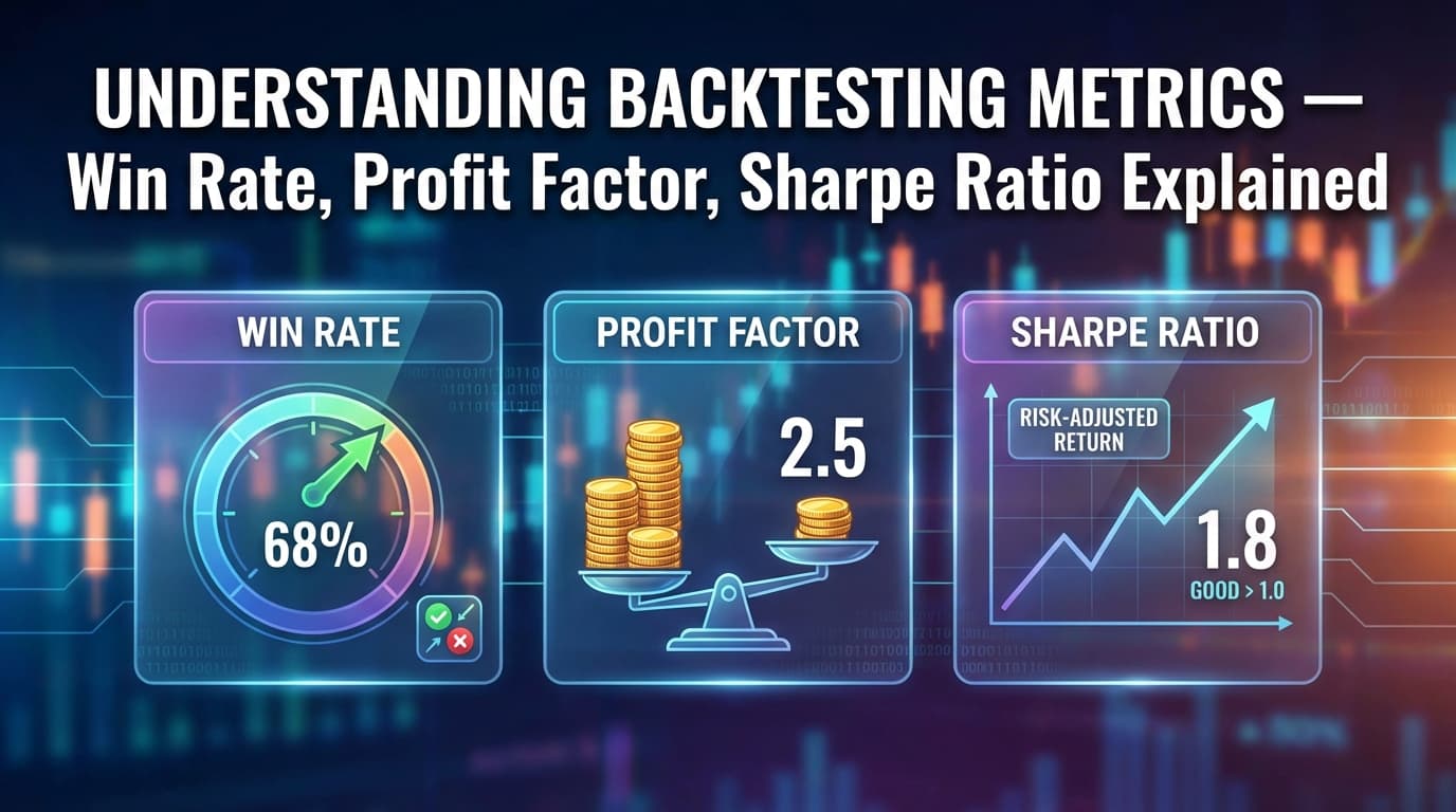 Understanding Backtesting Metrics — Win Rate, Profit Factor, Sharpe Ratio Explained
