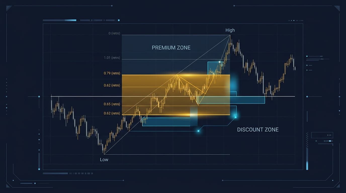 ICT Premium & Discount Zones (OTE): Auto-Plot in Pine Script v6